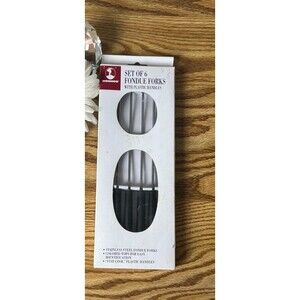 Roshco Set Of 6 Fondue Forks Plastic Handle Heat Resistant Dining Essentials